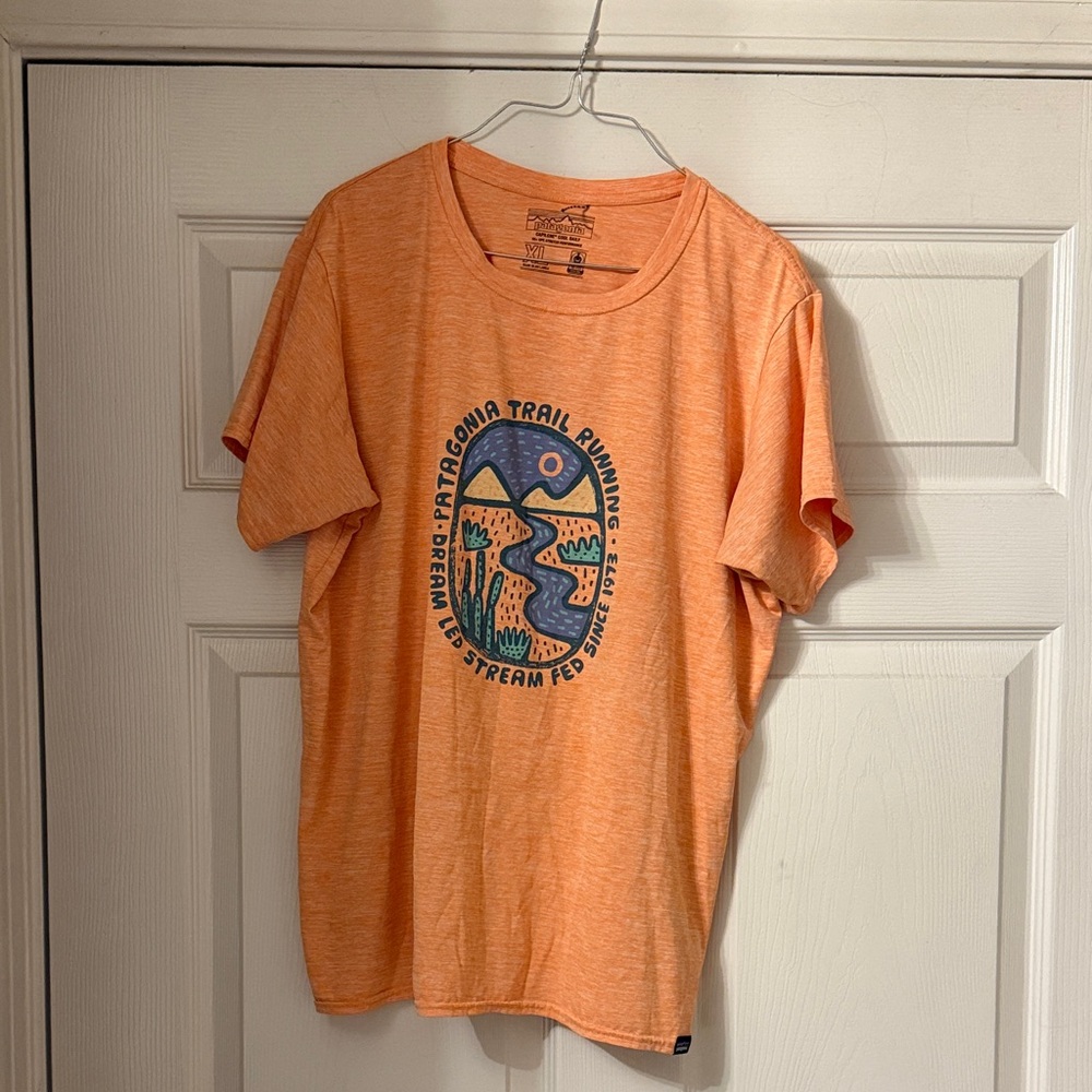 Patagonia Capilene Cool Daily Orange Trail Graphic Tee